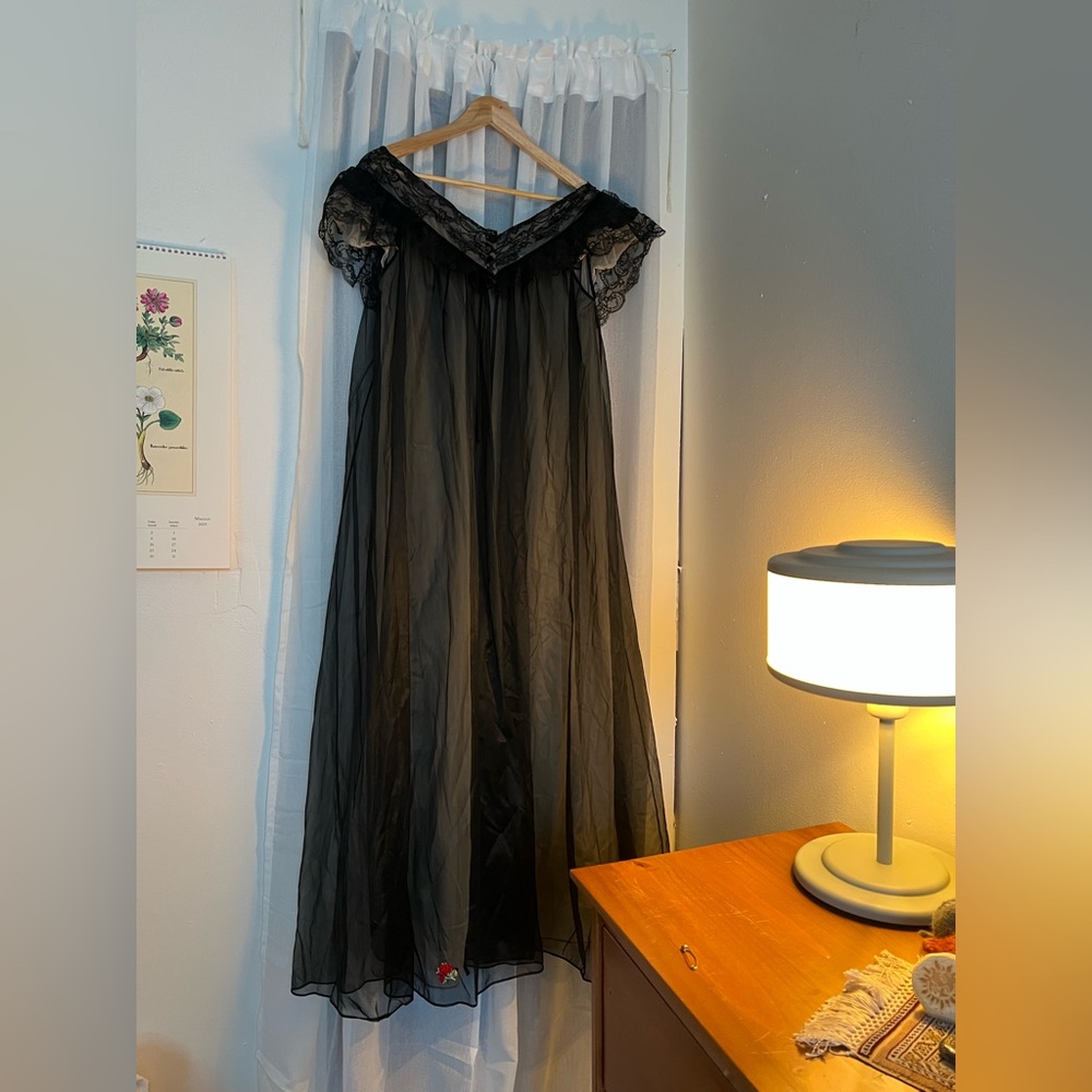 Vintage Black Lace Nightgown from the 50s